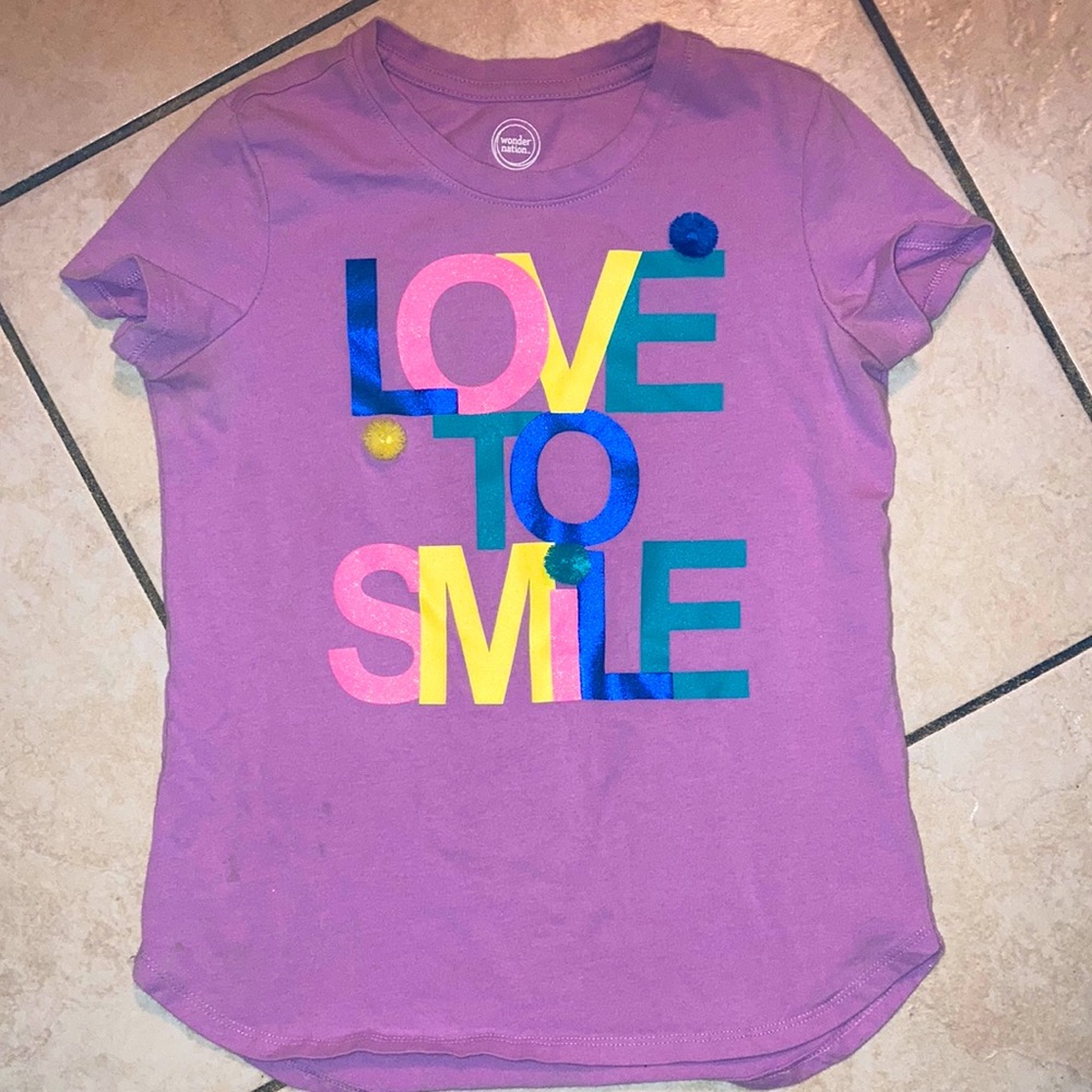Kids Purple "Love to Smile" Graphic Tee
